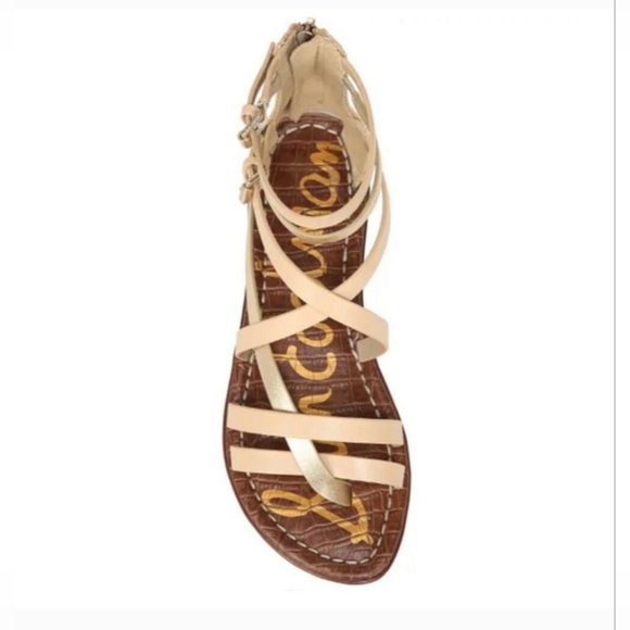 Sam Edelman Women's Gibbs Metalic leather Neutral Strappy‎ Sandals Size 6.5 M - Picture 2 of 10